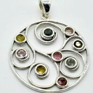 Sterling Silver Gem Stone(1.8ct) Chakra Jewelry Pendant (~weight 5.05g)